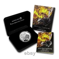 Nouvelle-Zélande 2012 Kiwi & Kowhai Flower 1 Once Pièce d'argent Proof $1 dans son emballage d'origine