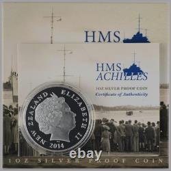 Nouvelle-Zélande 2014 – Pièce de 1 dollar en argent Belle Épreuve HMS Achilles