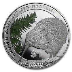 Nouvelle-Zélande 2015 1 once pièce de monnaie en argent preuve de kiwi brun