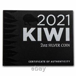 Nouvelle-Zélande 2021 2 oz Kiwi Pièce de monnaie Proof Antique Finish