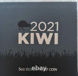 Nouvelle-Zélande 2021 5 OZ Pièce de monnaie Kiwi en argent épreuve - Pièce de monnaie Kiwi brun