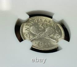 Nouvelle-Zélande 3 Pence 1942 argent, KM#7 NGC MS62 1 Point seulement George VI
