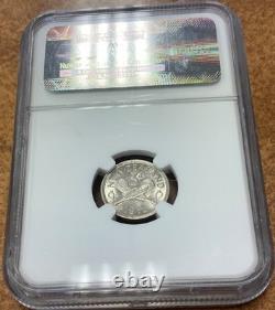 Nouvelle-Zélande 3 Pence 1942 argent, KM#7 NGC MS62 1 Point seulement George VI