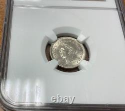 Nouvelle-Zélande 3 Pence 1942 argent, KM#7 NGC MS62 1 Point seulement George VI