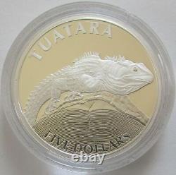 Nouvelle-Zélande 5 Dollars 2007 Faune Tuatara Argent Épreuve