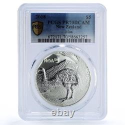 Nouvelle-Zélande 5 dollars Moa Faune Aviaire Annuelle PR 70 PCGS pièce en argent 2018