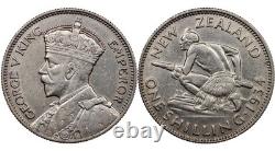 Nouvelle-Zélande. Pièce de 1 shilling. 1934 (Argent KM#3. AUnc)