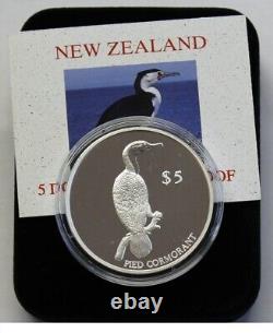 Nouvelle-Zélande - Pièce de 5 dollars en argent épreuve de 2000 - Oiseau Cormoran ! RARE