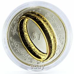 Nouvelle-zélande 1 Dollar Lord Of The Rings One Ring Pièce D'argent Dorée 2003