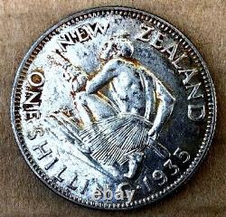 Nouvelle-zélande, 1935, 1 Shilling, Pièce D'argent. Km#3, La Légende Du Double Coup