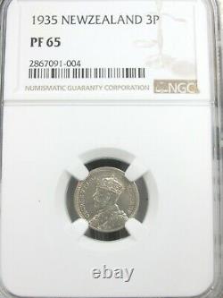 Nouvelle-zélande 1935 Proof Set 4-coin Ngc Silver Coins Traité De La Couronne Waitangi Q1f5
