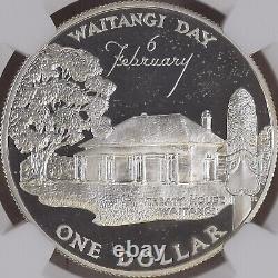 Nouvelle-zélande. 1977, Dollar, Argent Ngc Pf66 Qeii, Waitangi Day Rare