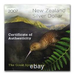 Nouvelle-zélande 2007- 1 Oz Pièce De Preuve En Argent- Kiwi Preuve Tacheté Petit Kiwi