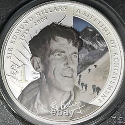 Nouvelle-zélande. 2008, 1 Dollar, Argent Pcgs Pr68 Sir Edmund Hillary, Mt Everest