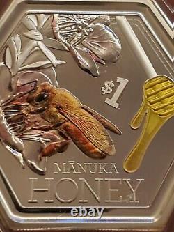 Nouvelle-zélande - 2018 1 Oz Silver Proof Pièce- Manuka Honey Bee Ships Des États-unis