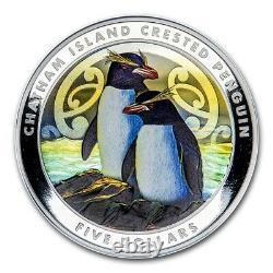 Nouvelle-zélande 2020 2 Oz Silver Proof Coin Chatham Island Crested Penguin