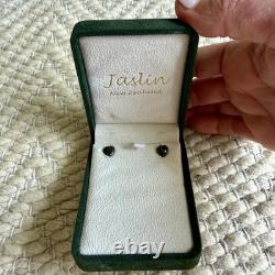 Nouvelles boucles d'oreilles puces en argent sterling cœur d'amour Jaslin Jade de Nouvelle-Zélande