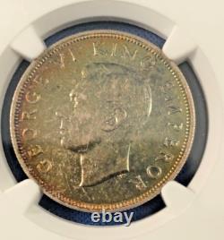 PRIX RÉDUIT ! 1940 Nouvelle-Zélande CENT Demi Couronne KM-14, NGC MS63 tonifié arc-en-ciel