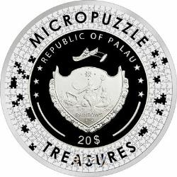 Palau 2022 Micropuzzle Couple Sous Un Parapluie Argent Afremov Pièce 3 Oz