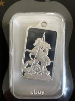 Pendentif en argent 999,9 de 5 g St George et le dragon de la New Zealand Mint, rare et peu courant