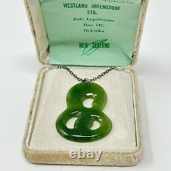 Pendentif en véritable jade de Nouvelle-Zélande, argent 925, collier de la société Westland Greenstone LTD.