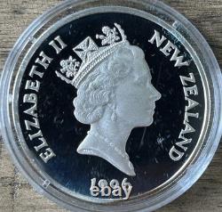 Pièce commémorative en argent proof de 5 $ de Nouvelle-Zélande 1996 De Heemskerck Abel Tasman avec boîte et certificat d’authenticité, patinée