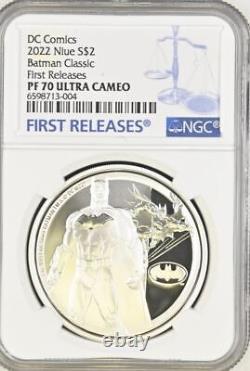 Pièce d'argent Niue DC Batman Classic 1 oz. 999 de 2022 NGC 70 FR