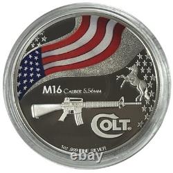 Pièce d’épreuve colorée 1 oz en argent 2010 Niue M16 Colt 5,56 mm New Zealand Mint NB02