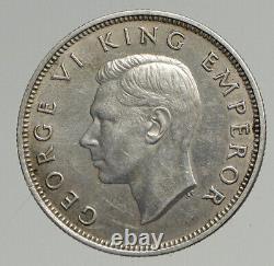 Pièce de Florin en argent de 1943 de la Nouvelle-Zélande sous le règne du roi George VI du Royaume-Uni avec un oiseau KIWI i94600