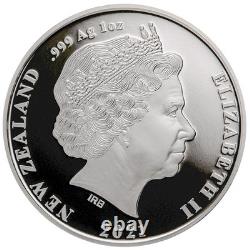 Pièce de collection en argent proof Kiwi de Nouvelle-Zélande 2021 de 1 oz, colorisée, avec certificat d’authenticité, boîte d’origine