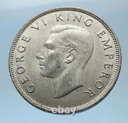 Pièce de demi-couronne en argent de 1943 de la Nouvelle-Zélande sous le règne du roi George VI du Royaume-Uni, avec le blason i68596.