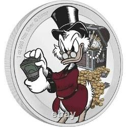 Pièce de monnaie Niue Scrooge McDuck en argent pur 999, épreuve 1 once, 75e anniversaire de frappe en 1947.