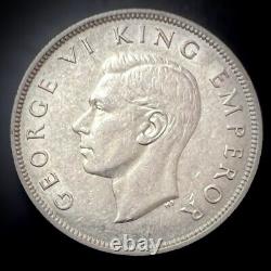 Pièce de monnaie en argent 1/2 couronne 1946 Nouvelle-Zélande non circulée monnaie étrangère du monde