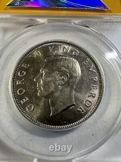 Pièce de monnaie en argent de 1/2 couronne de Nouvelle-Zélande de 1941 évaluée AU 58 par ANACS Faible tirage