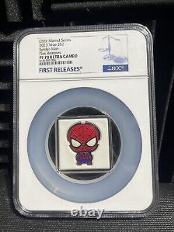 Pièce de monnaie en argent de 1 once Spiderman Chibi PF70 First Releases NGC Marvel 2023 Niue