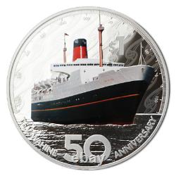 Pièce de monnaie en argent de Nouvelle-Zélande 2018 commémorant le 50e anniversaire du naufrage du Wahine