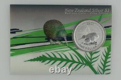 Pièce de monnaie spécimen d'un dollar en argent de Nouvelle-Zélande 2005 représentant le Kiwi Rowi