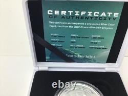 Pièce de preuve colorisée en argent ALIEN du Ghana 2022. Argent pur 999 en boîte