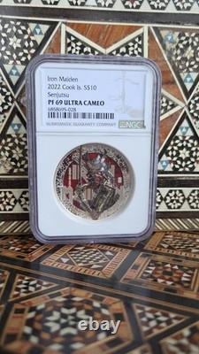 Pièce de preuve en argent 1 oz Senjutsu Iron Maiden des îles Cook 2022, classée NGC PF69 Ultra Cameo