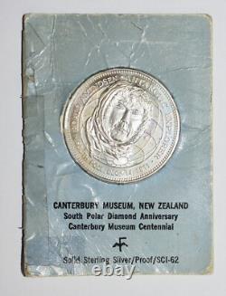 Pièce du jubilé de diamant en argent massif du musée de Nouvelle-Zélande Canterbury, pôle Sud