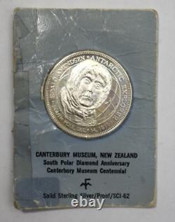 Pièce du jubilé de diamant en argent massif du musée de Nouvelle-Zélande Canterbury, pôle Sud