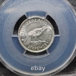 Pièce en argent 1/2 couronne de Nouvelle-Zélande 1941 notée AU 58 par PCGS faible tirage