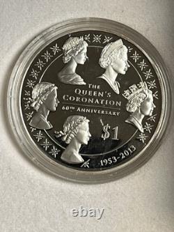Pièce en argent 1 oz 2013 Reine E II 60e anniversaire du couronnement Nouvelle-Zélande