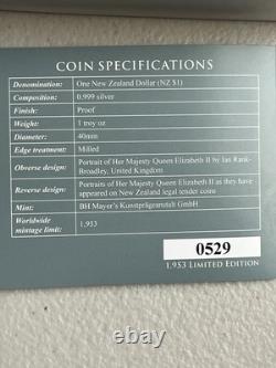 Pièce en argent 1 oz 2013 Reine E II 60e anniversaire du couronnement Nouvelle-Zélande