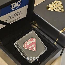 Pièce en argent 1 oz 999 de Niue 2021, épreuve de $2, emblème du logo du bouclier SUPERMAN de DC Heroes