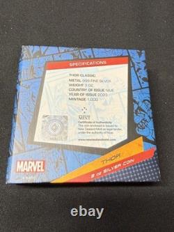 Pièce en argent 999 Marvel Thor 2023 de 3 oz, Niue, tirage de 1000 exemplaires