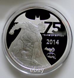Pièce en argent 999 de 2 oz. $5 NOUVEAU - BATMAN 75e ANNIVERSAIRE 2014 NIUE RARE