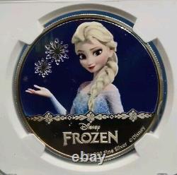 Pièce en argent 999 de 2016 Niue de 2 $ Disney Frozen Snow Queen Elsa Ngc Pf69 Uc