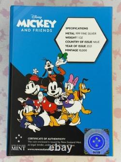 Pièce en argent colorisée de 1 oz en forme de Mickey Mouse Disney 2021, New Zealand Mint
