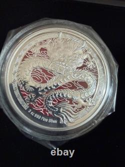 Pièce en argent colorisée de 3 oz, finition Belle Épreuve – Année lunaire du Dragon 2024 – New Zealand Mint